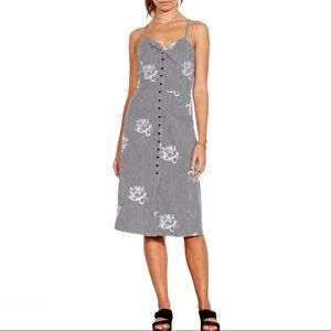 Nordstrom Ali And Jay Black And White Striped Floral Button Down Dress Large